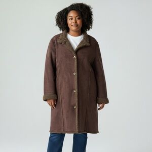 L.L. Bean Brown Faux Suede Sherpa Lined Jacket